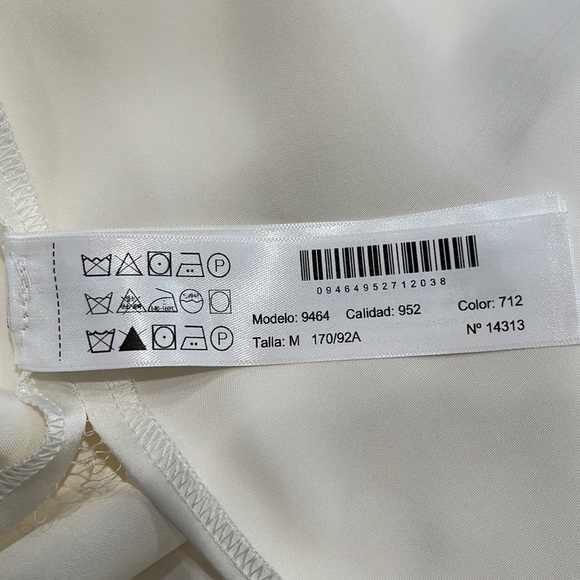 Massimo Dutti Studio tuxedo style silky oversized button up dress cream/black M - Picture 10 of 14